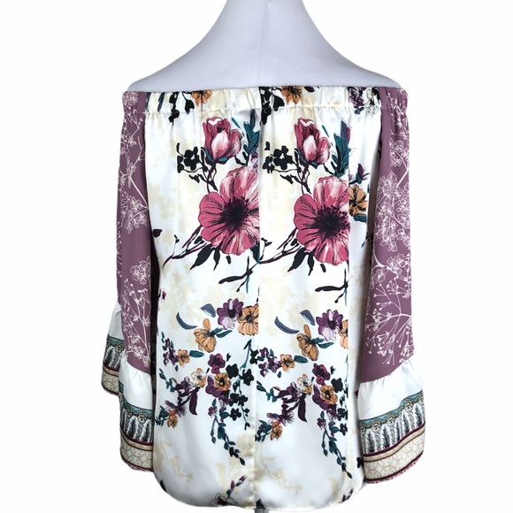 WHBM Off-The-Shoulder Mixed Print Blouse - Picture 5 of 5